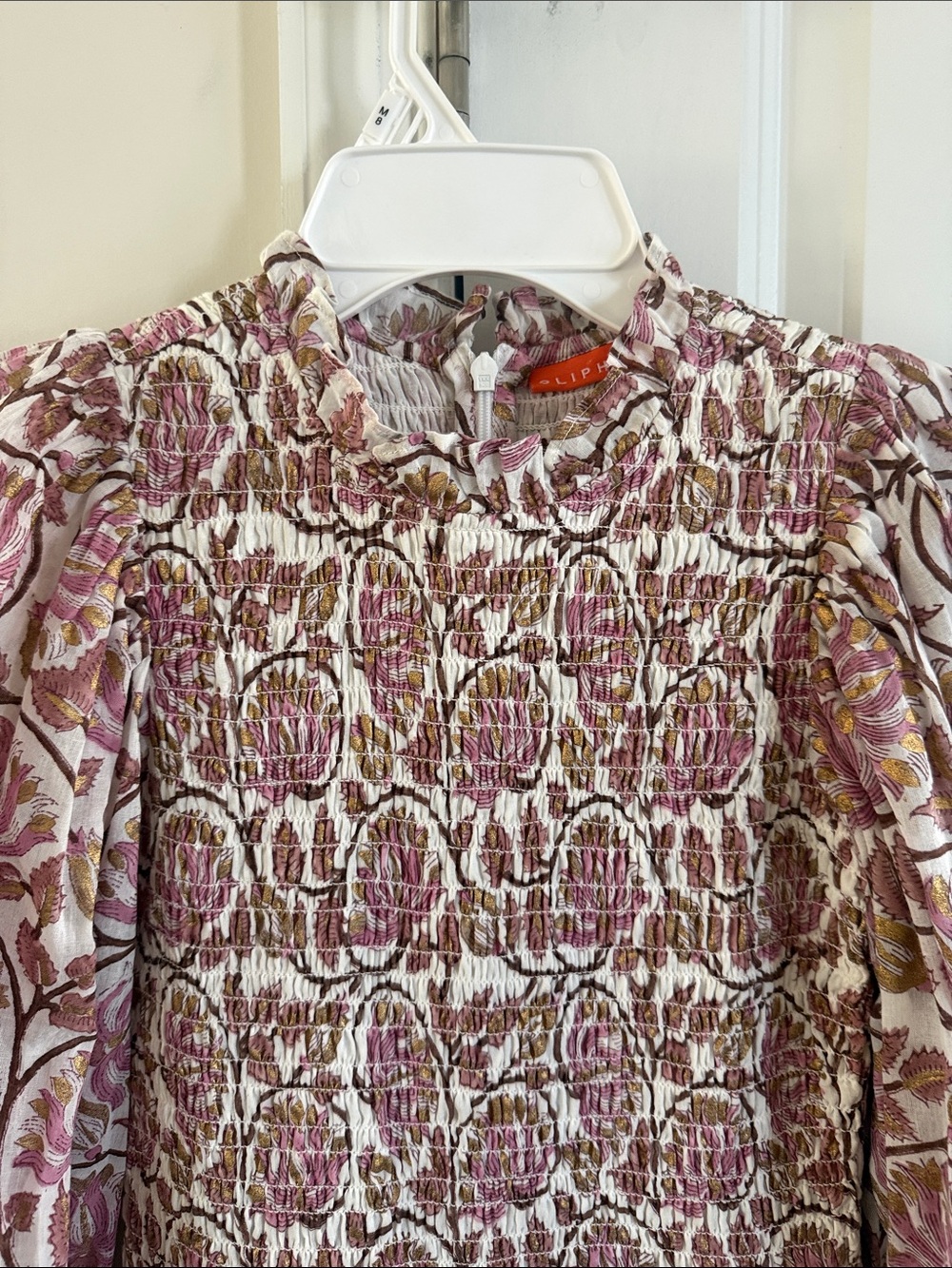 Tuckernuck-Oliphant Pink Floral Smocked Mini Dress S - Picture 4 of 6